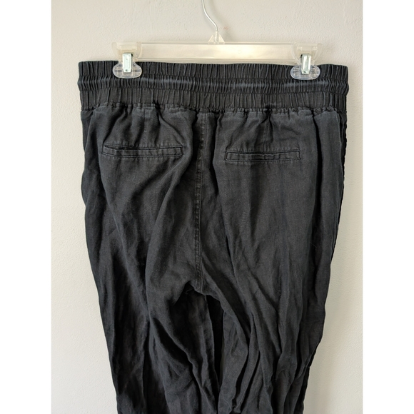Quince 100% Linen Black Elastic Waist Wide Leg Pants With Pockets Size Large - Picture 6 of 10